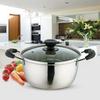 Stainless Steel Thickened 26cm Soup Pot Double Handle Gas Stove Cookware with Glass Lid (BPA Free, No FDA)