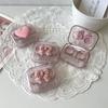 Transparent Bow Lenses Case Pink Eye Care Container Box Portable Cosmetic Contact Lenses Box