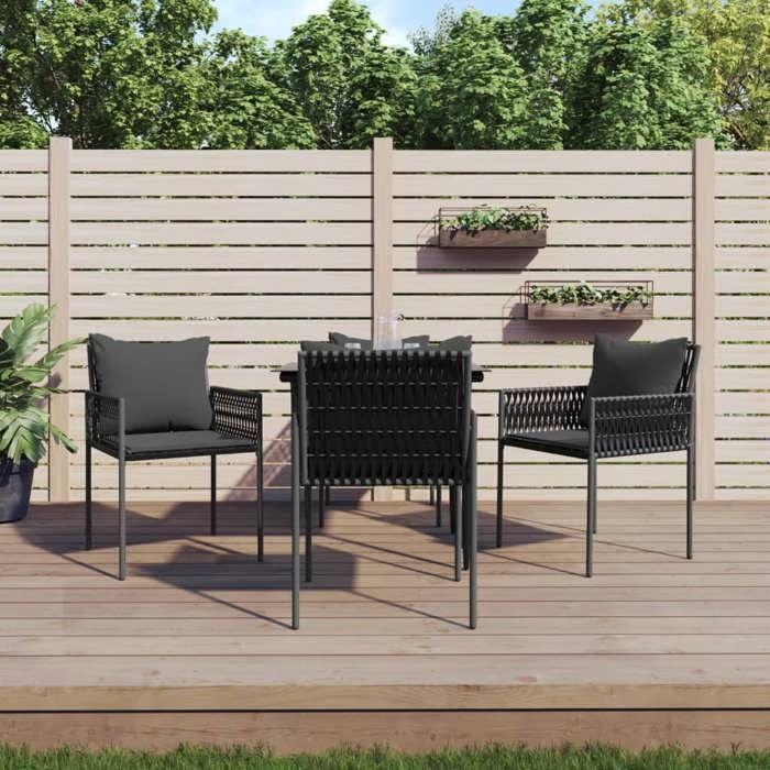 VidaXL Garden Dining Set 5 Pcs Cushions Wicker Steel, Dining Set, Outdoor Dining Set, 3187052