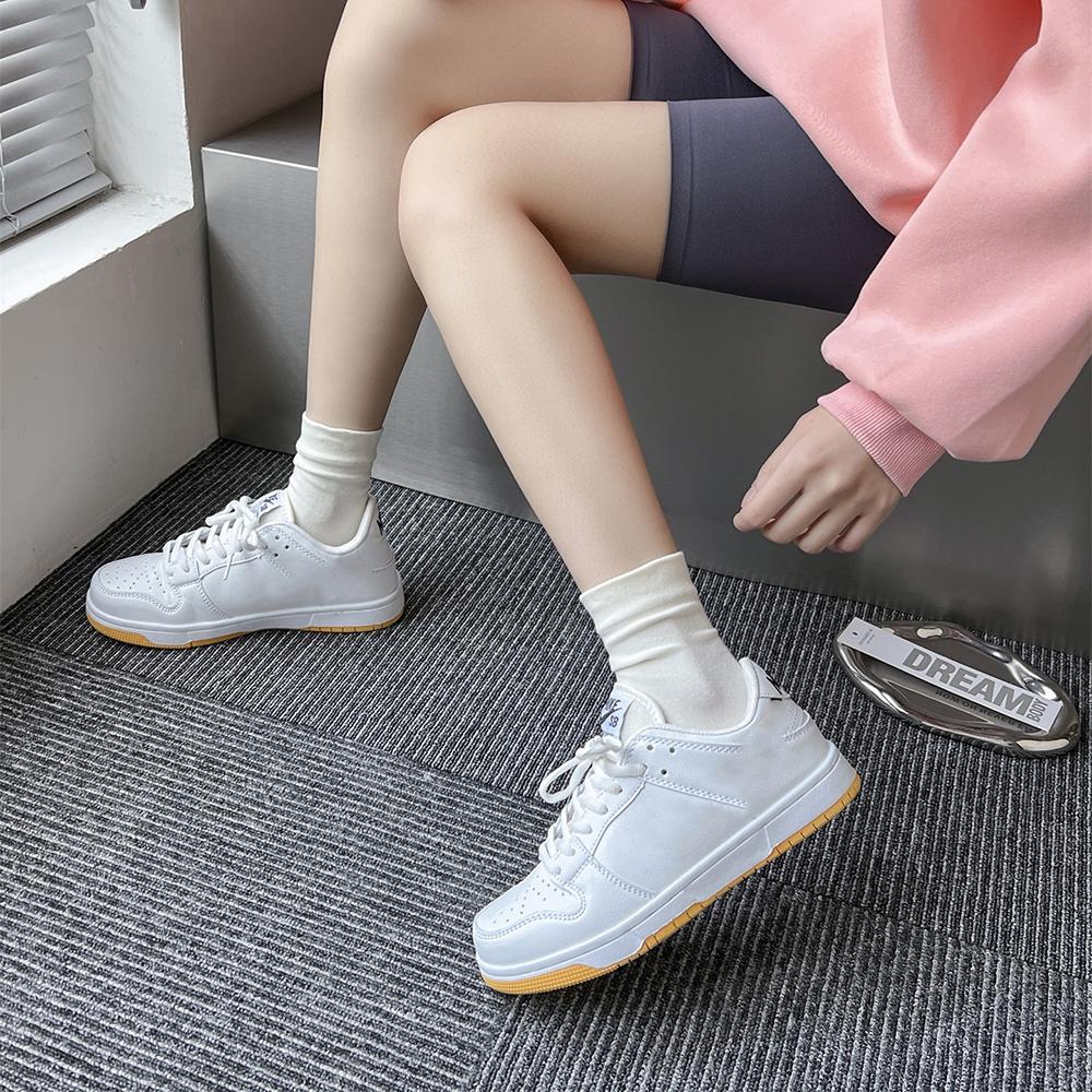 Women's Long Tube Socks Autumn and Winter Simple Solid Colors Pile Socks Ins Trendy Cotton Flat Mouth Middle Tube Socks