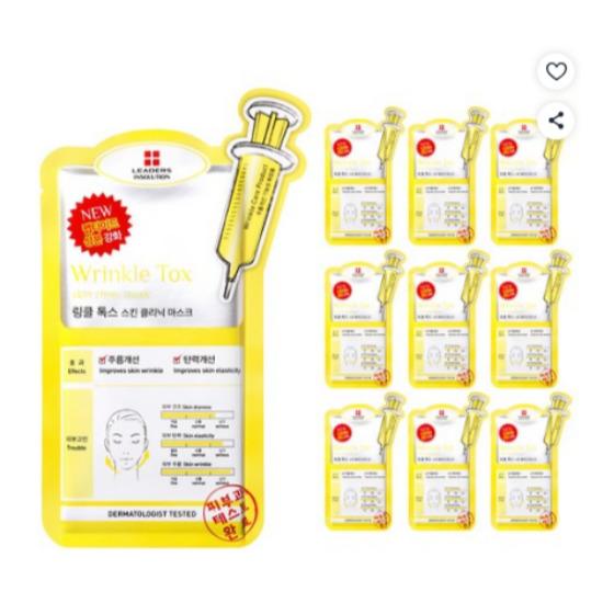 Leaders Insolution Wrinkle Tox Skin Clinic Mask Anti-Wrinkle Firming Sheet Mask 10pcs