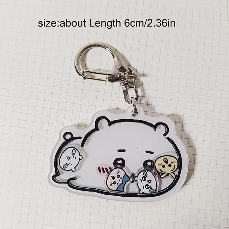 Funny Cute Cartoon Chiikawa Hachiware Usagi Acrylic Shaking Keychain Pendant Bag Ornaments Creative Toys Couple Accessories Gift