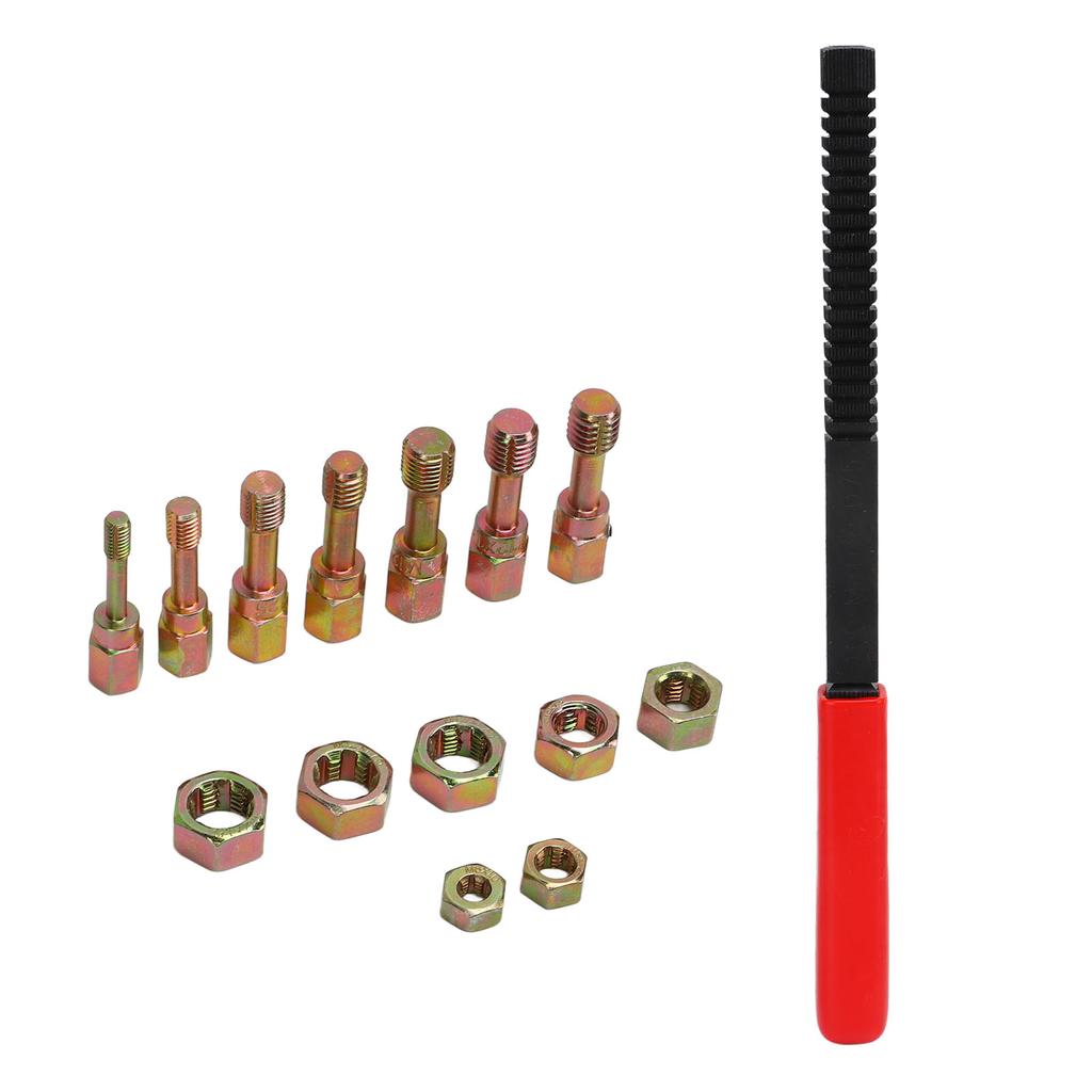 15pcs Metric Thread Chaser Set Carbon Steel Rethreading Tap Die Tool Kit Rethread Repair Tool