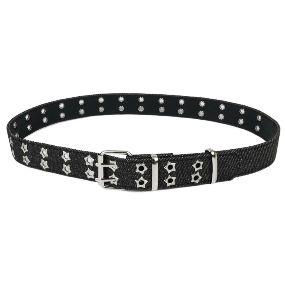 Versatile Retro Punk Star Belt Double-breasted Y2k Pin Buckle Belt Hip-hop Style Hollowed Out Belt Women Waist Accessories