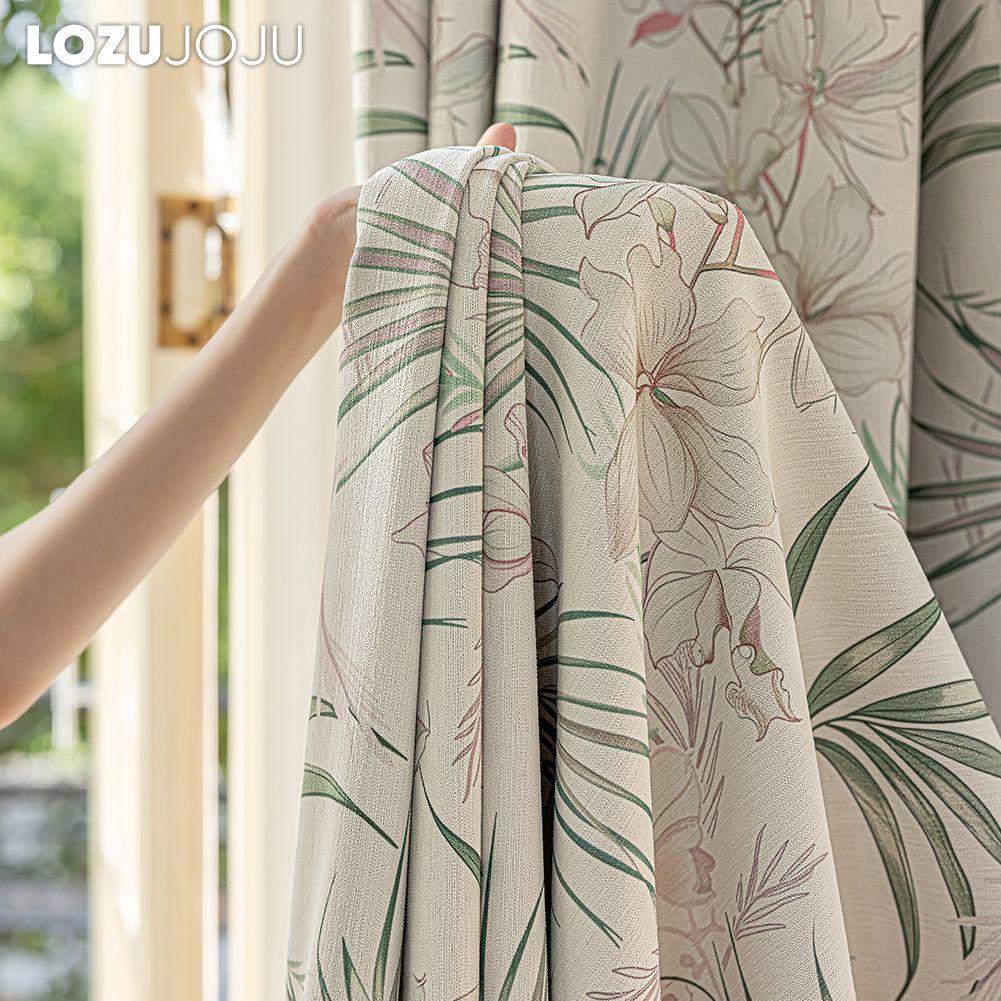 1PC LOZUJOJU Light-colored Blackout Curtains Gentle Green Plant and Floral Printed Curtains for Bedroom Living Room Balcony Window for Home Decor