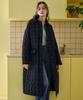 Bonidee Quilted Raglan Long Coat (Check Navy)