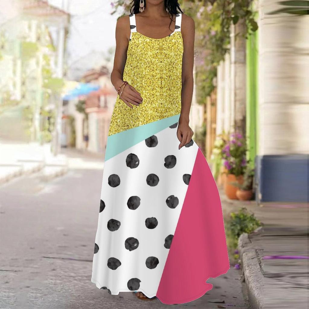 Women's Slip Dress Maxi Long Dress Gradient Print Stitching Print Dress Spring & Summer Leisure Vacation