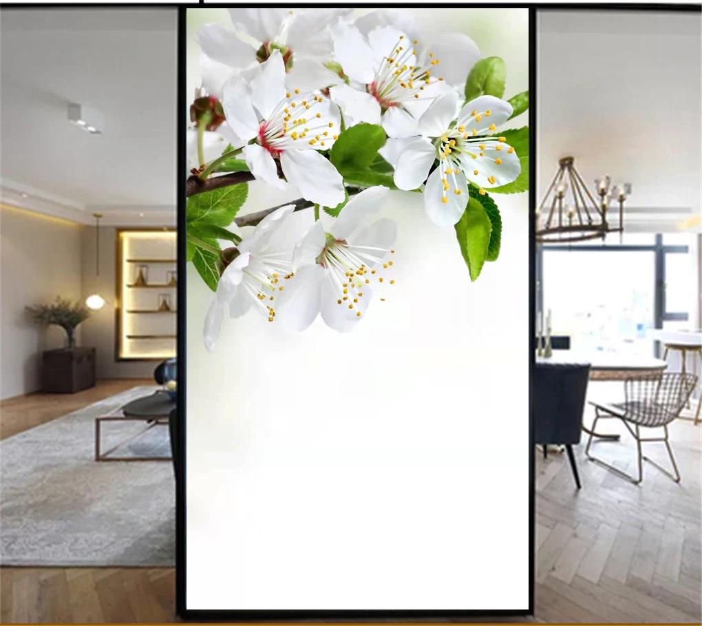 

Static Cling Privacy Windows Film Decorative Beautiful Flower Stained Glass Window Stickers Frosted Window Cling Tint (as the picture,40x60cm WxH)