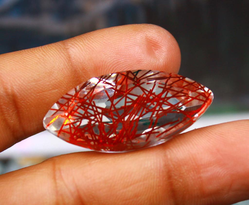 High-class Quality 53.75 Carat Marquise Shape Red Quartz Lab Created Certified Brazil Gemstone SN627