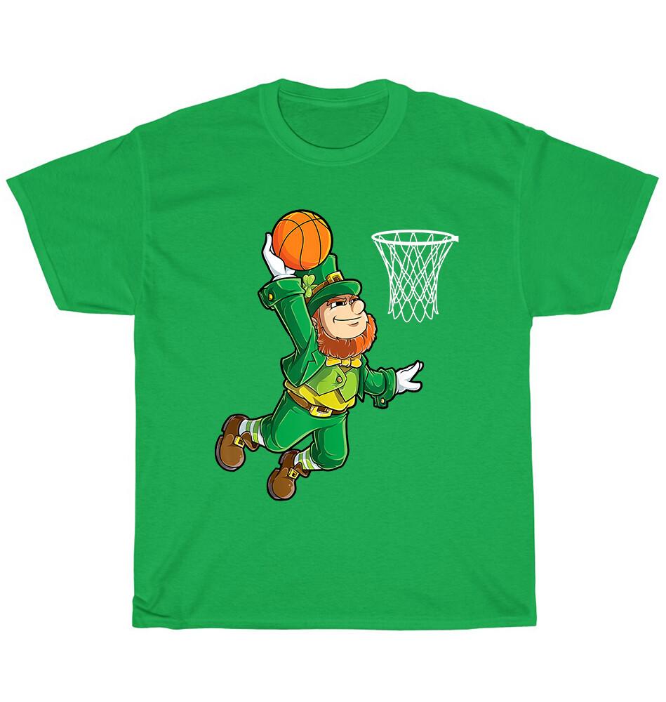 

Футболка с лепреконом, делающим данк, на День святого Патрика, для любителей спорта, унисекс, в подарок 4XL