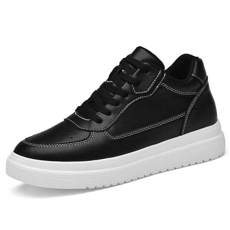 

New Height Increasing Shoes For Men 6cm 8cm 10cm Breathable Invisible Elevator Sneakers Man Black White Sports Leather Casual 36 чорний