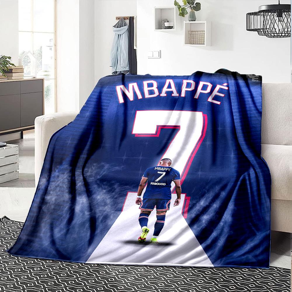 Star Player Kylian Mbappé Blanket Comfortable Great for Office Couch Bed for All Seasons Playful Design Best Holiday Gift for Friends Family