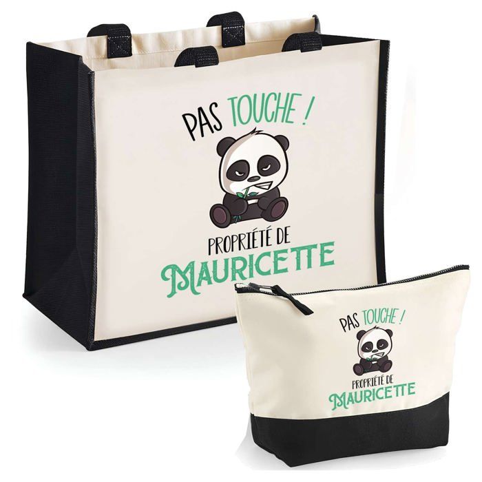 Tote bag - PLANETEE - Mauricette pas touche Panda - Duo cabas & trousse jute - 33x42 cm - Fabrication France