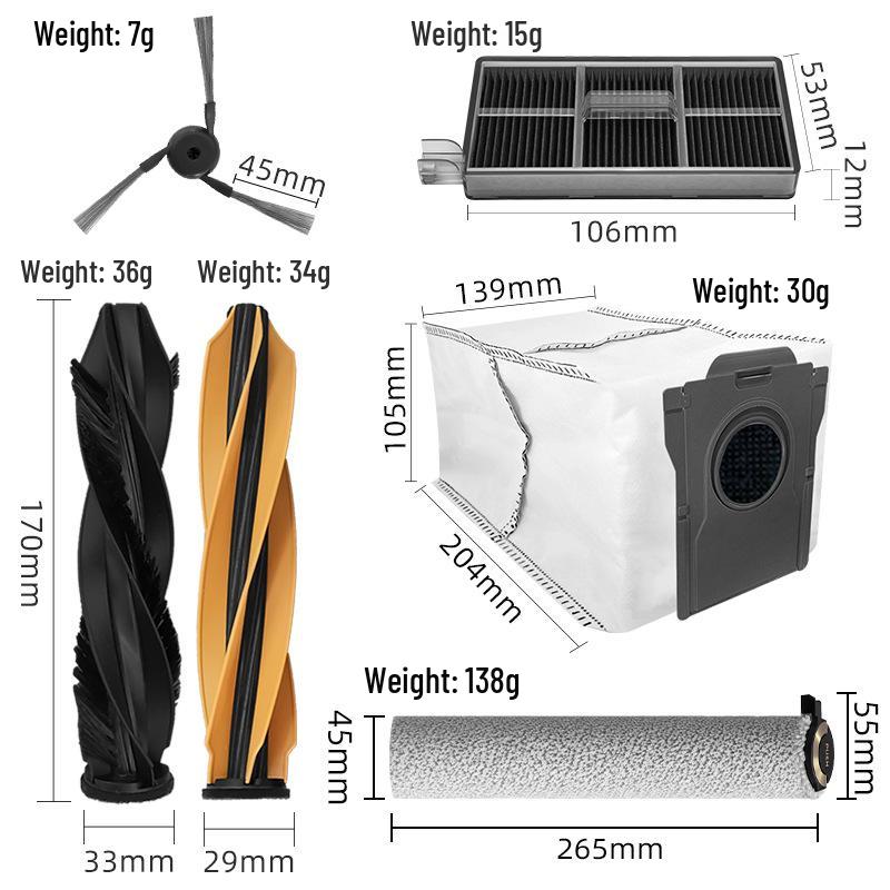 Compatible Accessories for Dreame Robot Vacuum: MOVA Z60 PRO Roller Brush, Side Brush, Filter, Mop, Dust Bag.