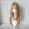 Flax Gold Synthetic Wig with Bangs Long Straight Hair High-Layered Lolita Wigs for Women's Daily Cosplay Wig Heat Resistant
