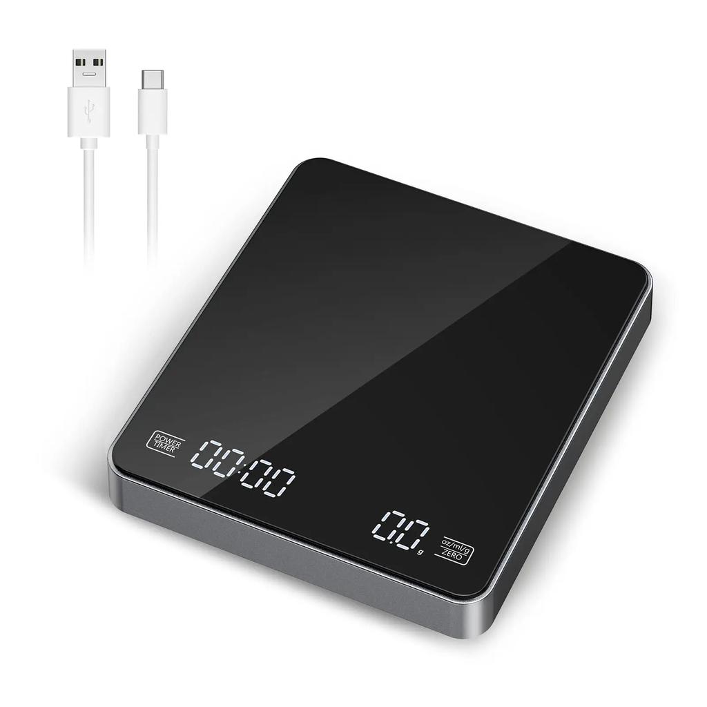 3kg/0.1g Digital Coffee ScaleRechargeable Espresso MiniCoffee Scale Drip Coffee Scale Food ScaleAccurateKitchen Scale with Timer