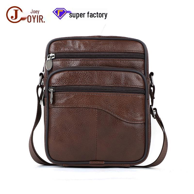 Men's Genuine Leather Crossbody Shoulder Bag - Korean Style Business Casual