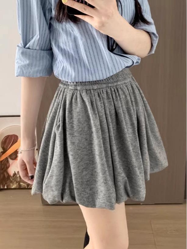 Thickened Women's High Waist Pleated Skort with Anti-Exposure Design - Autumn/Winter Collection