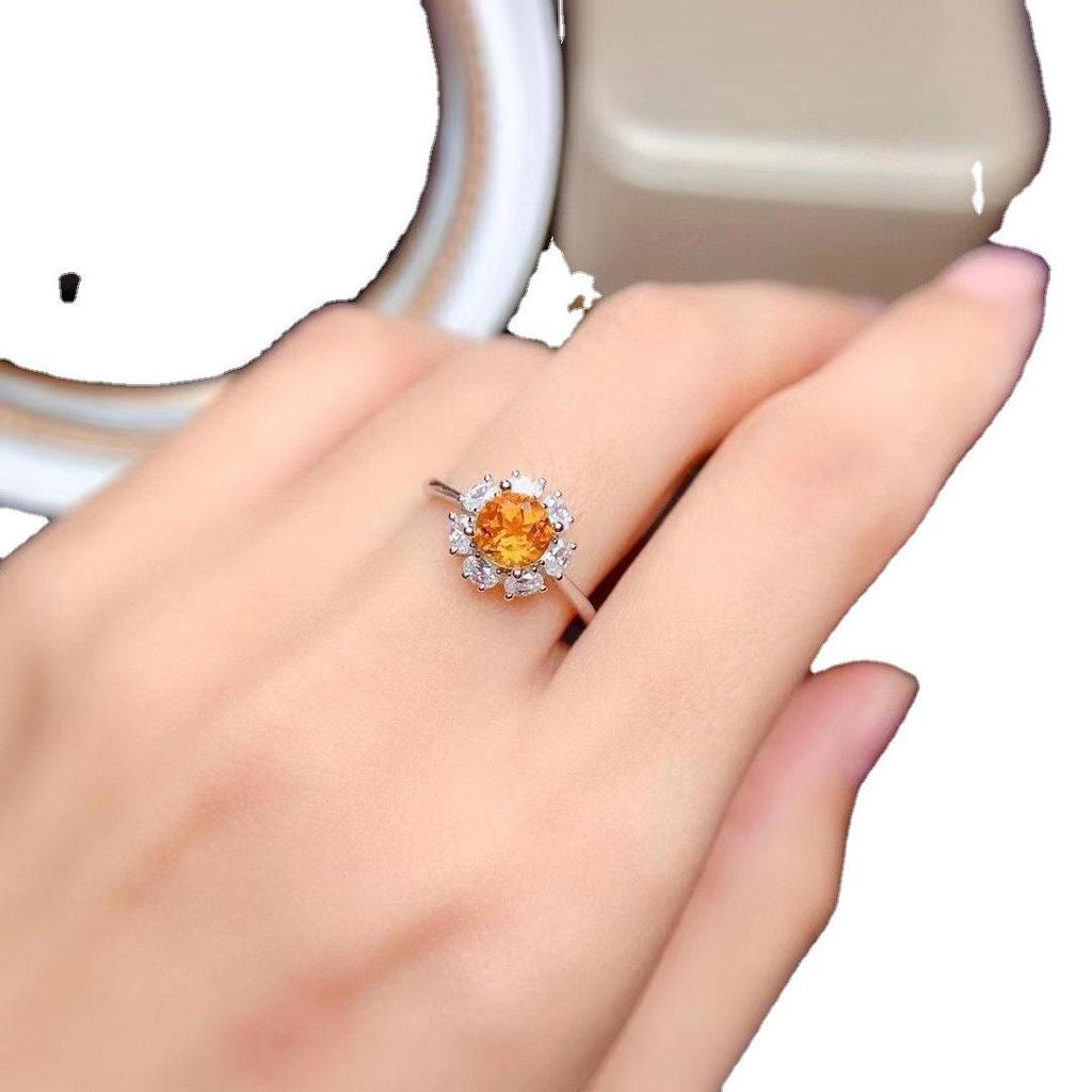 2022 Stylish Yellow Zircon Rhinestone Adjustable Index Ring for Wealth Attraction