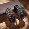 Trendy Men'S Accessories Alloy Magnetic Buckle Multi Layer Retro Leather Rope Braided Bracelet Bracelet  Dressing