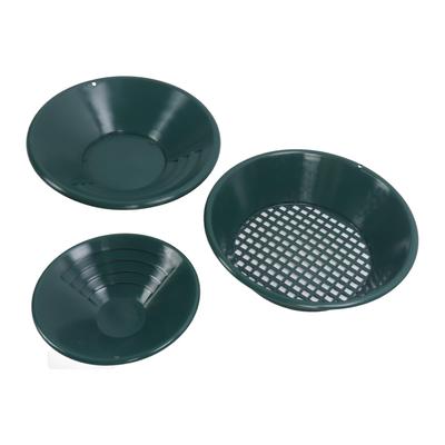 Gold Dredge, Gold Panning Pan, Gold Washing Pan Kit (3 Types Included) Manual Round Gold Panning Prospecting Tool, Highly Visible Green, Improved Effi