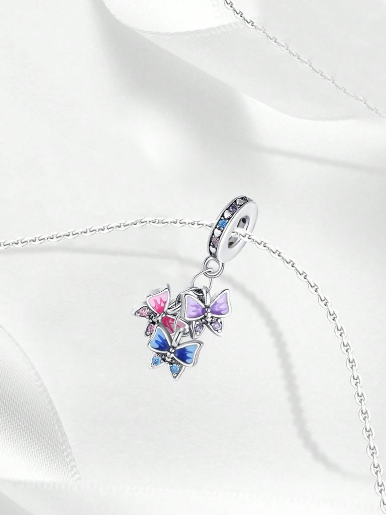 Charms Plata Colorful Butterflies Beads Charm Copper Plated Fit Charms Copperoriginal Bracelet For Jewelry Making Diy Charm