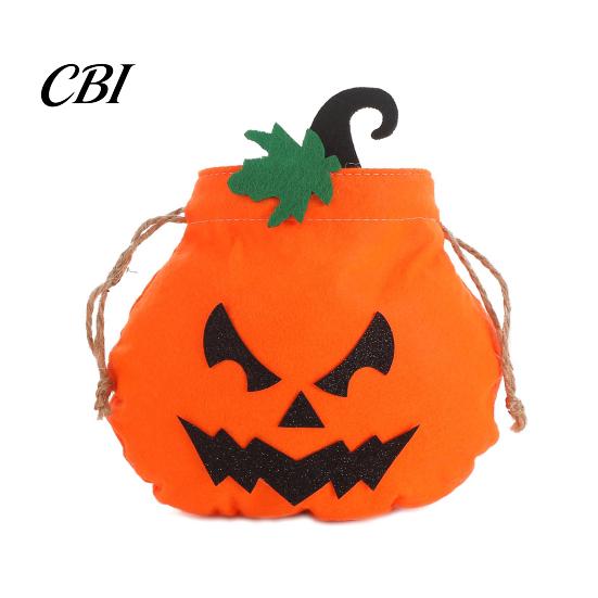 Reusable Halloween Bag Drawstring Pumpkin for Kids, Trick or Treat Candy Bag, Festive Decoration Non Woven Fabric Goodie Party Favors Gift