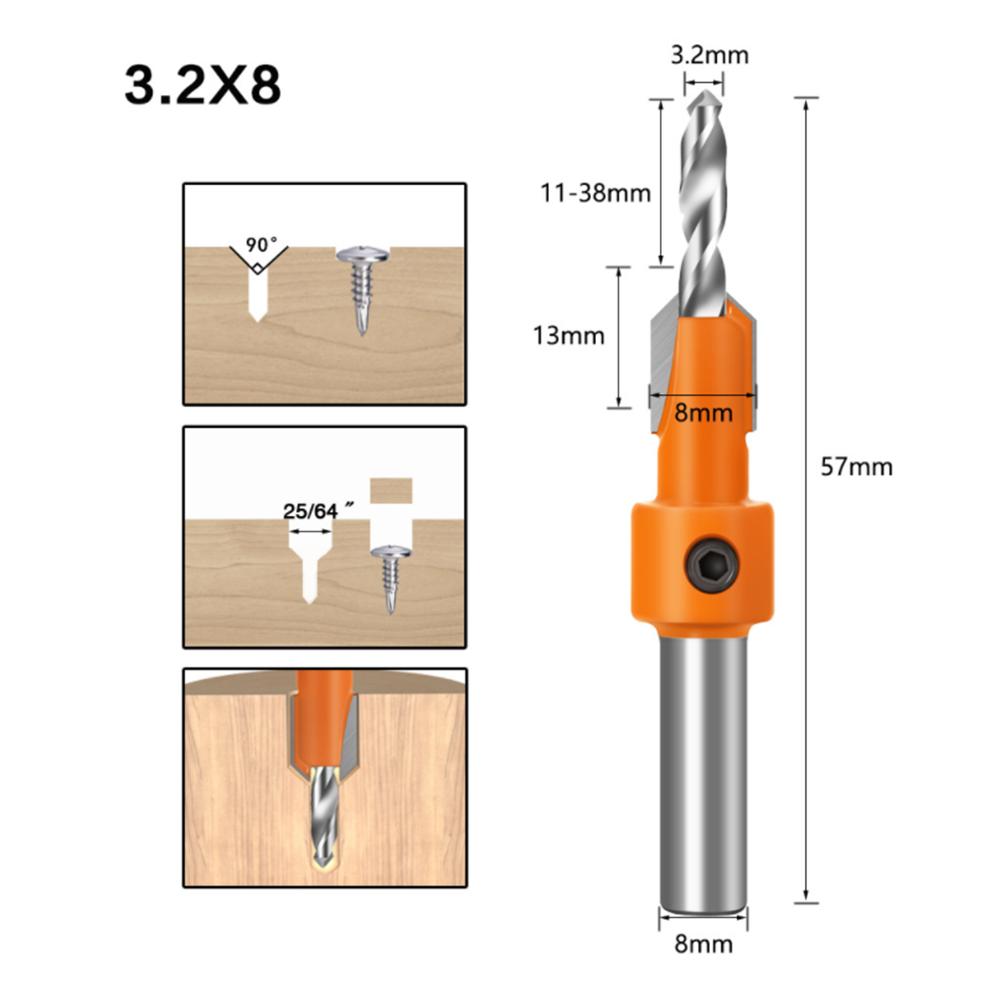1PCS 8/10mm Shank HSS Woodworking Countersink Router Bit Screw Extractor Remon Demolition for Wood Milling Cutter
