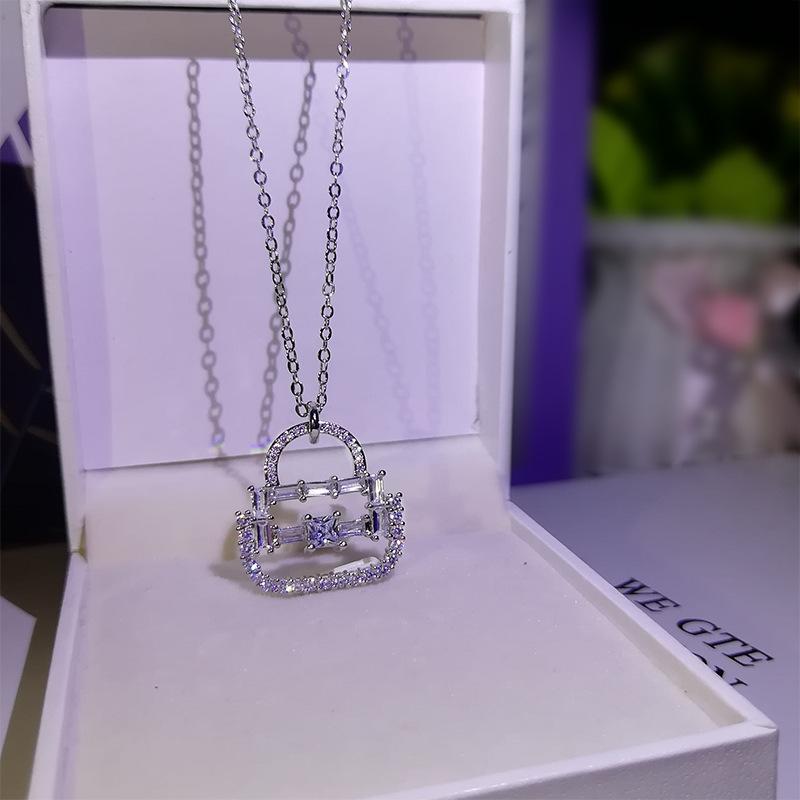Handbag Light Luxury Niche Design Ins Earrings Cool Style Simple Diamond Necklace Pendant