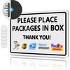 Package Delivery Sign Magnetic Soft Adhesive, 10x7 Inch Please Leave Packages Here Sign for Delivery Drivers, Please Place Packages In Box Thank You,