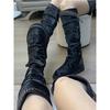 Distressed Studded Western Cowboy Botas Mujer Fashion Shoes Women Style  New Rock High Heels Runway Sneaker