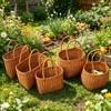 Handwoven Imitation Rattan Tote Bag Retro Boho Basket for Beach Travel Picnic Grocery & Daily Use Shopping Home Storage Baskets