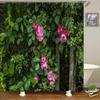 Green Plant Leaves Window Garden Printing Bathroom Shower Curtain Landscape Home Decoration Waterproof Curtain with Hook Curtain