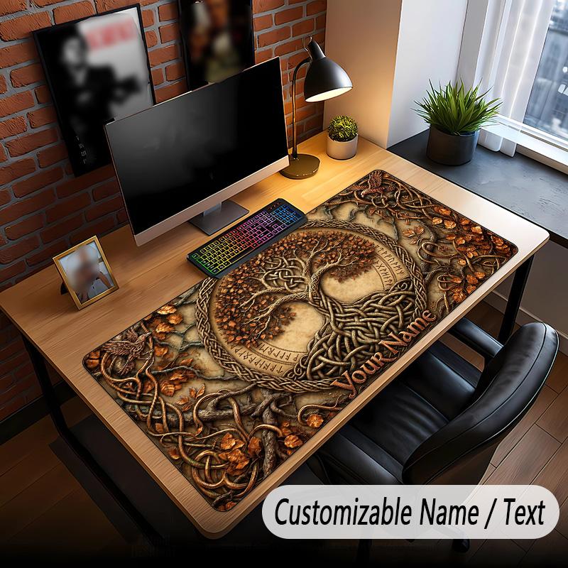 Tree of Life Theme Custom Mouse Pad Personalized With Name Text Customized Desk Mat For Office Home Decor