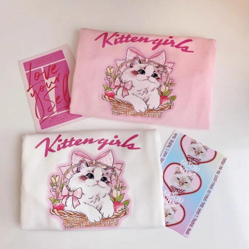 2-12 Years Kids Girls Cute Kitten Printed Sweatshirt Long Sleeve Top