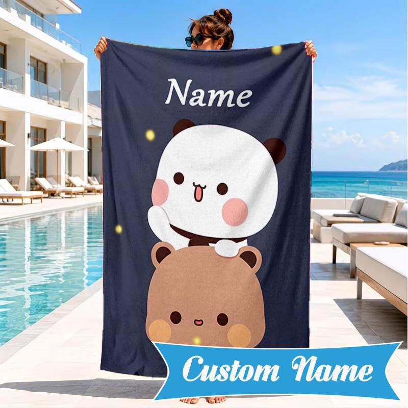 Personalisierbares Strandtuch Bobo Dudu Mikrofaser-Strandtuch, Leicht für Sommerreisen, Schwimmbad-Fan Geburtstagsgeschenk