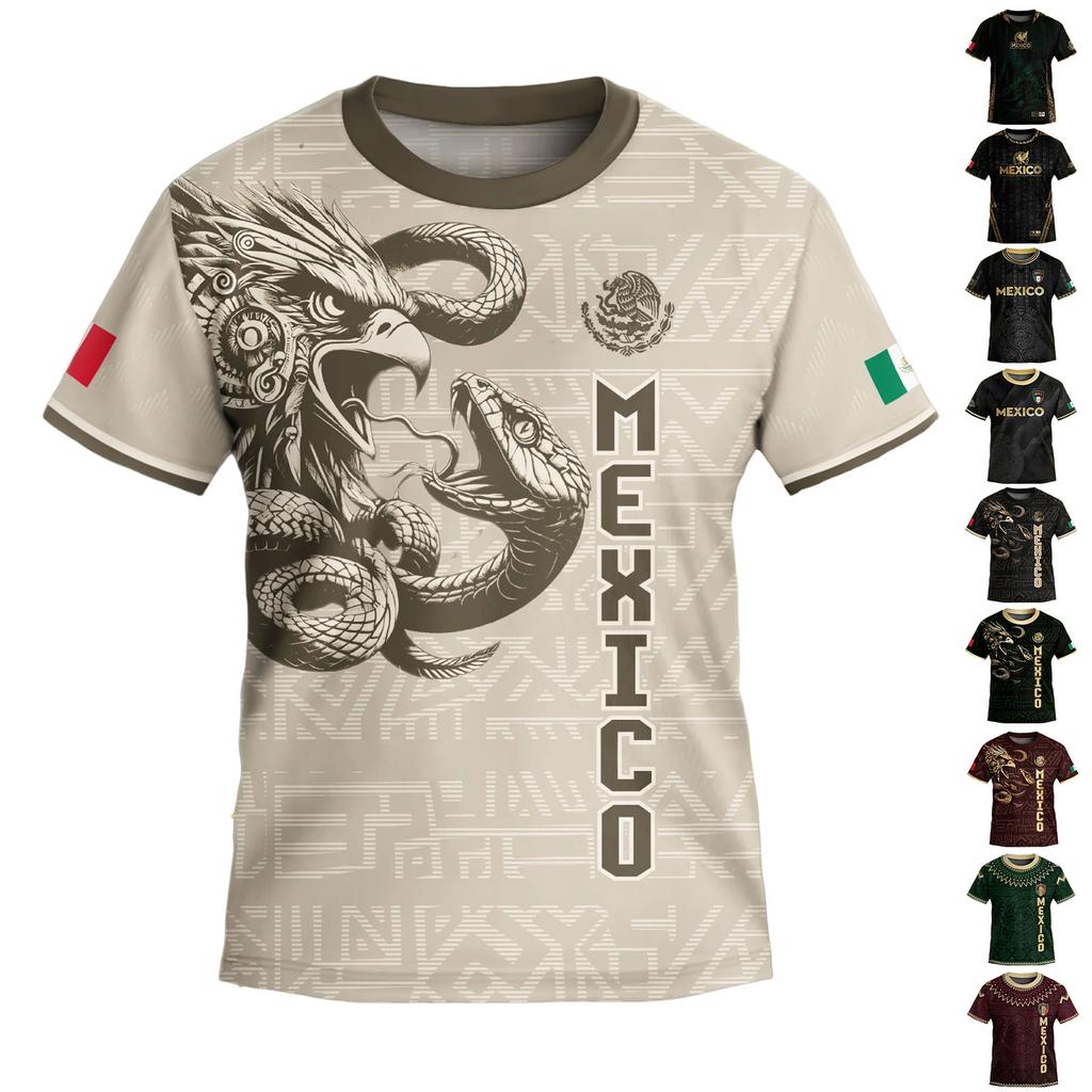 Men's Casual Short Sleeve Shirt Featuring Mexico Inspired Graphic Print Design Lightweight and Breathable Fabric Suitable for Everyday Wear