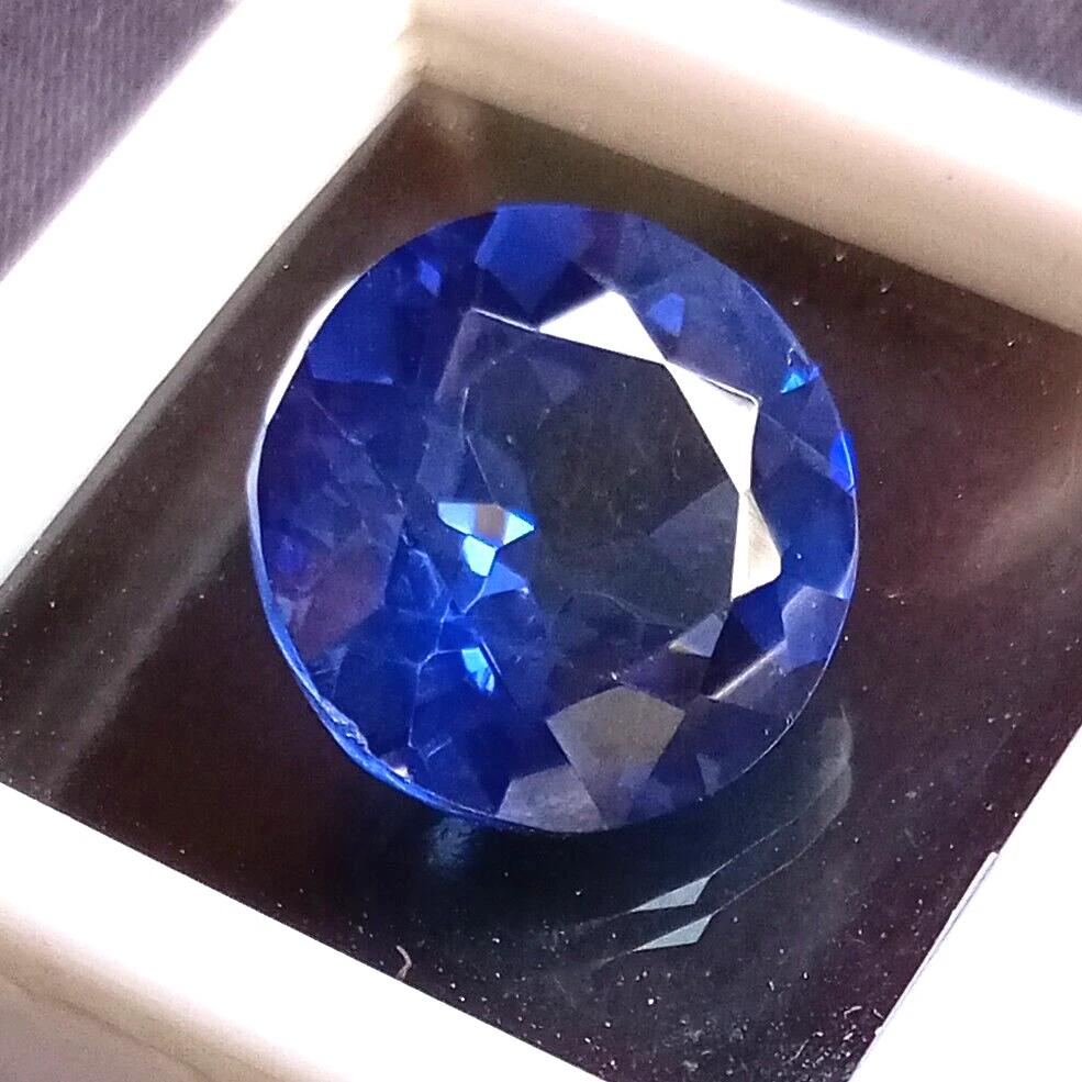 Natural Blue Sapphire Round Ceylon 10-11 Ct Certified Fabulous Loose Gemstone
