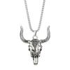 Collier Tête de Taureau Sauvage Crâne Homme Acier Titane - Pendentif Rétro Western Punk