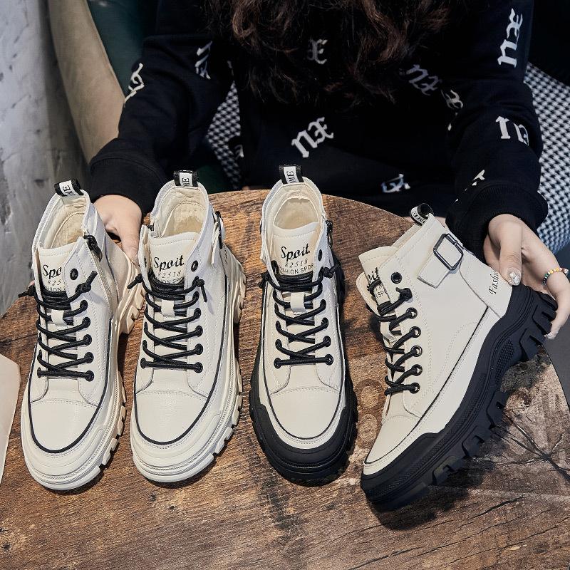 Casual high-top little white shoes women's autumn and winter new women's shoes platform Martin short boots women's trend versatile