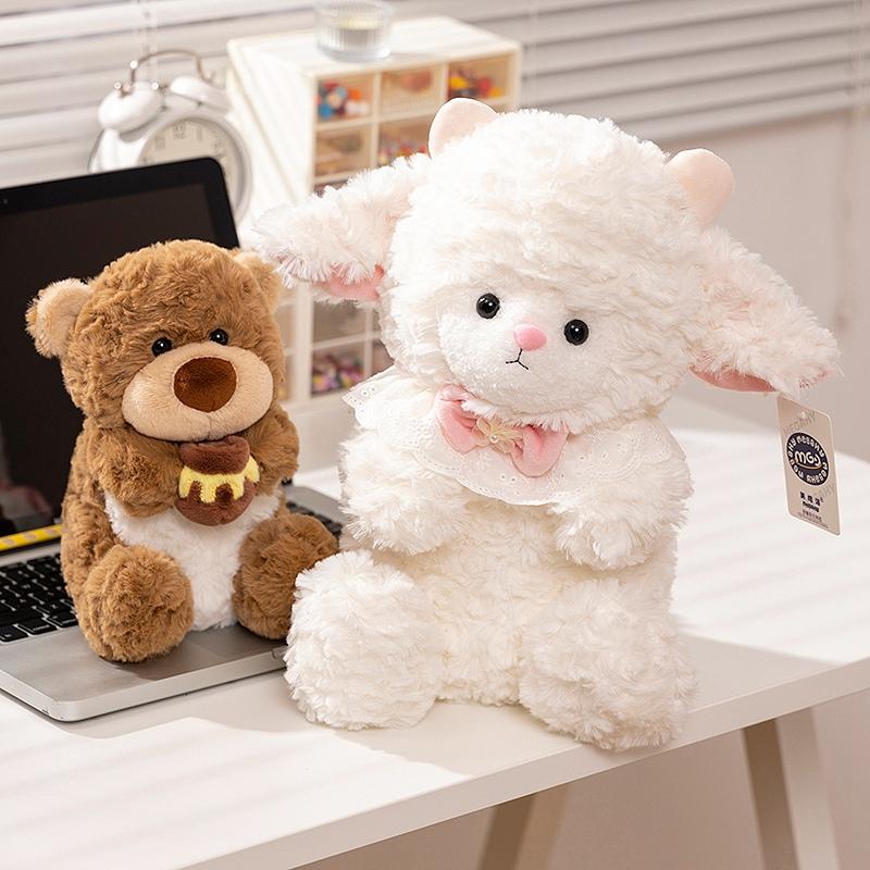 Fluffy Super Soft Honey Pot Bear White Sheep Plush Toys Cuddly Baby Doll Stuffed Animal Pillow Baby Kids Appease Birthday Gift