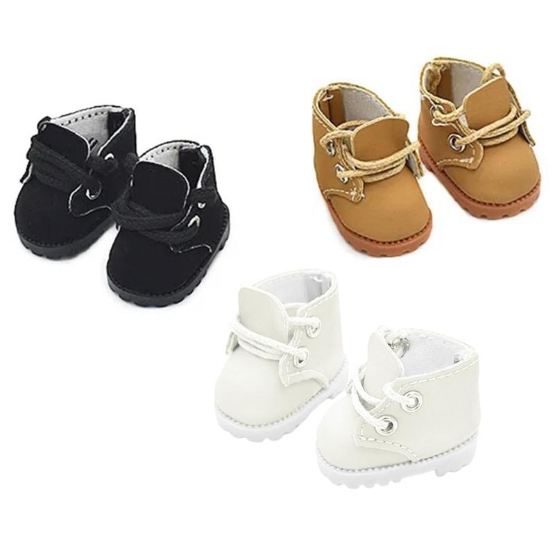 Miniature Doll Shoes With Metal Eyelets Simulation Bootie Replicas Figure For 17cm Anime Plush Doll Dressingup Accessory