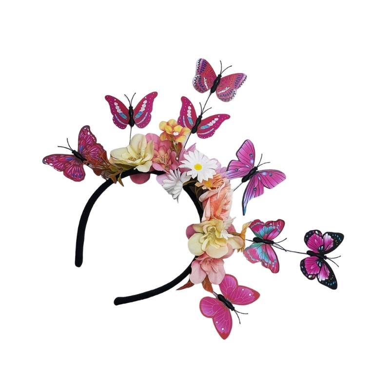 Adjustable 3D Butterfly Crowns Hairband with Bendable Wire For Special Occasion