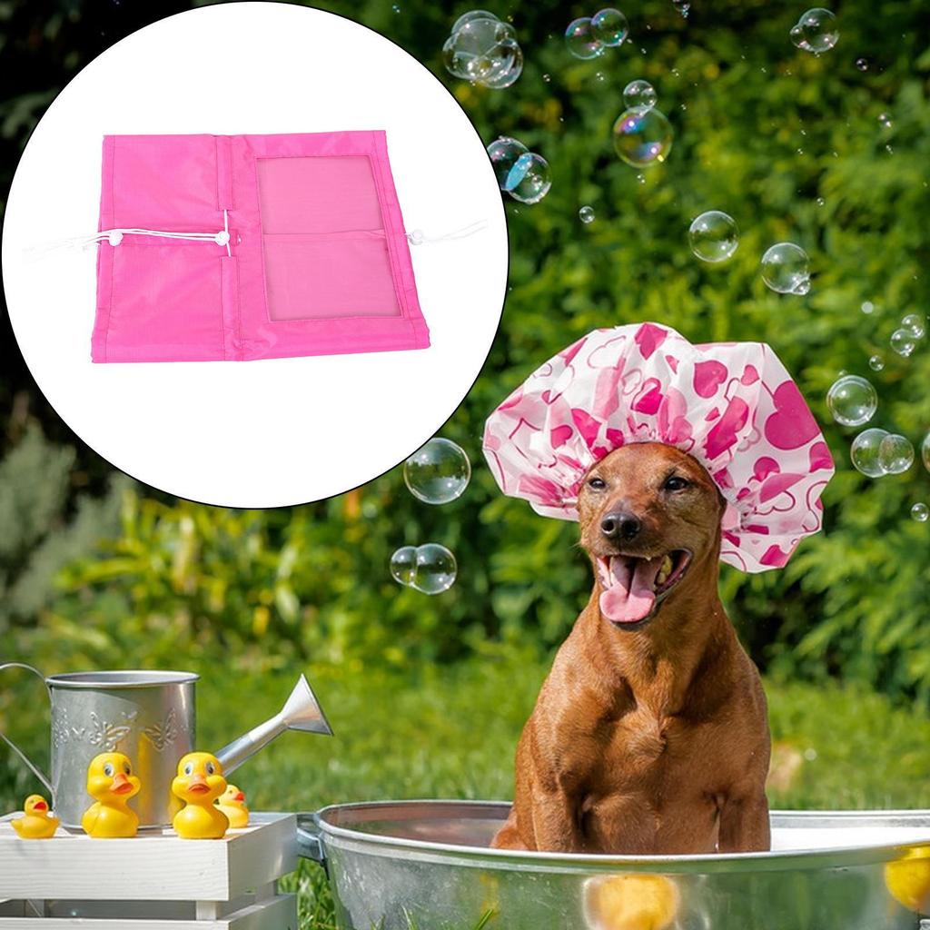 Adjustable Dog Shower Cap Bath Dogs Ear Muffs Hat for Grooming Swimming