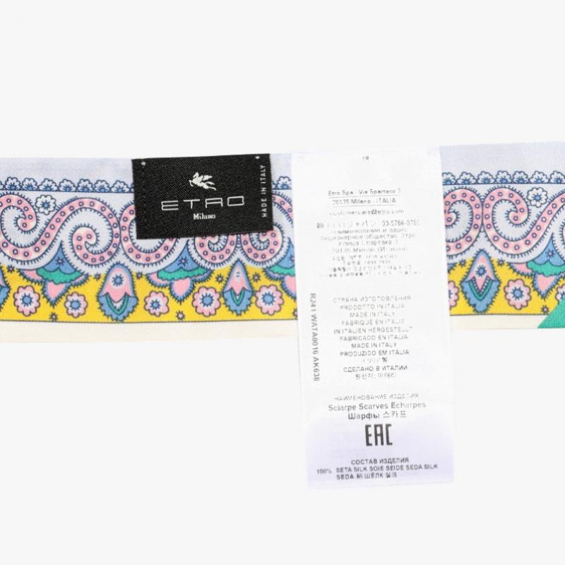 Lenço de Seda Twill Skinny Etro com Estampa Paisley de Medalhão Wata0016ak638