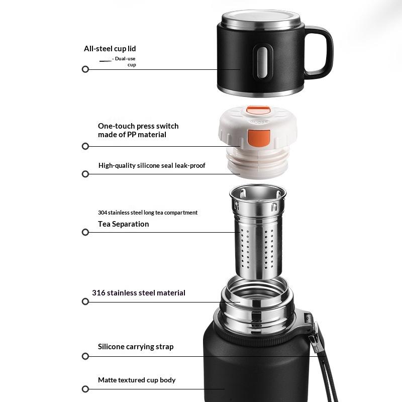 316 Stainless Steel Water Bottle 800ml Large CapacitySports Water Bottle Gifts for Men Stainless Steel Bottle Insulated Coffee