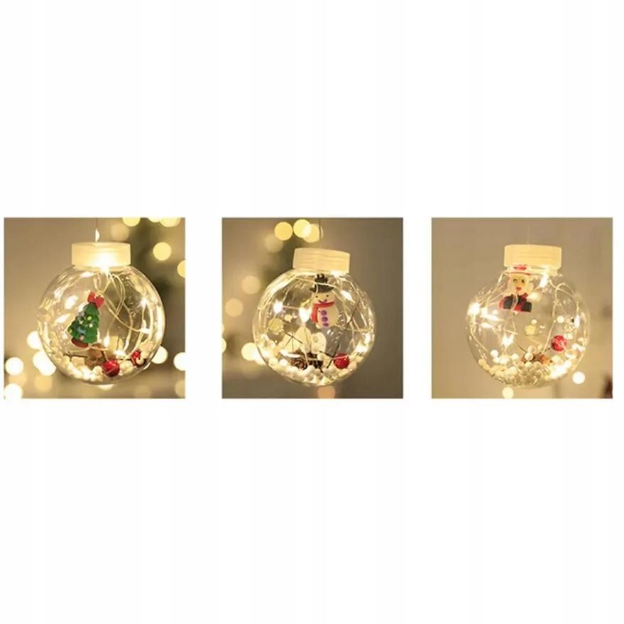 Christmas Curtain Garland For Window Balls Baubles Santa Claus Christmas + Remote Control