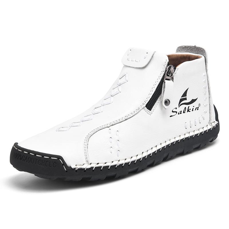 Мужские ботинки Martin весна и осень новые большие размеры мужские ботинки на молнии для отдыха на природе повседневные ботинки сшитые вручную 48 белый 4869₽