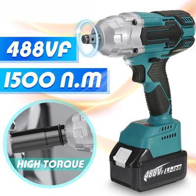 1500N.m 488Vf Vaso 1/2 Llave de Alto Par Sin Escobillas Llave de Impacto Eléctrica Inalámbrica Herramientas Eléctricas Para Batería de 18V