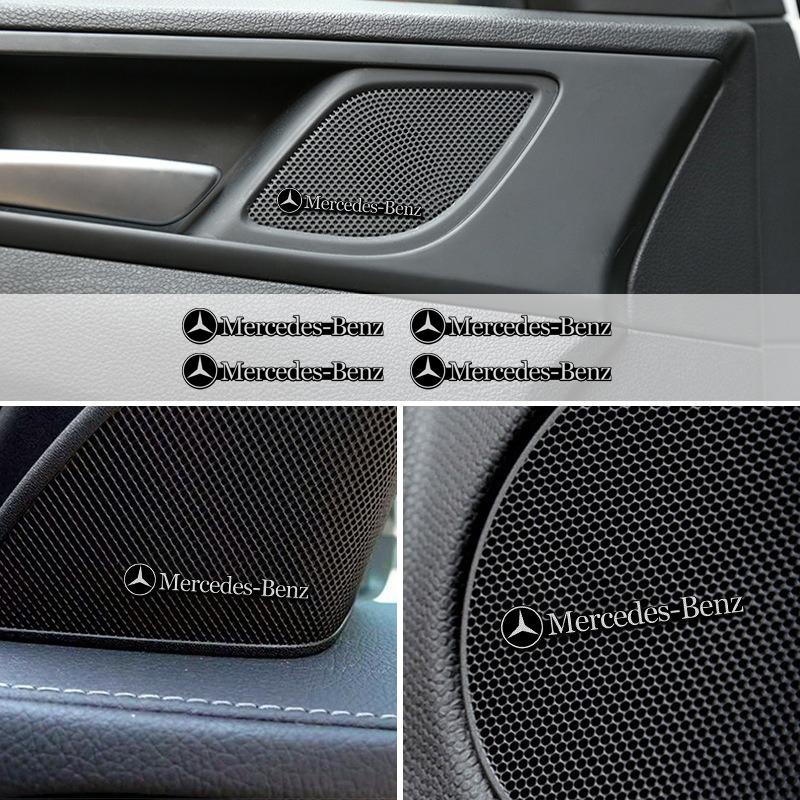 CRW1 4pcs 3D Aluminum Speaker Stereo Speaker Badge Emblem Sticker For Mercedes Benz B/C/E/S Class A Class C200L GLC GLK CLA GLA